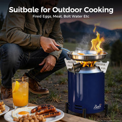 BALI OUTDOORS pellets and small wood beside pit illustrating dual-fuel flexibility