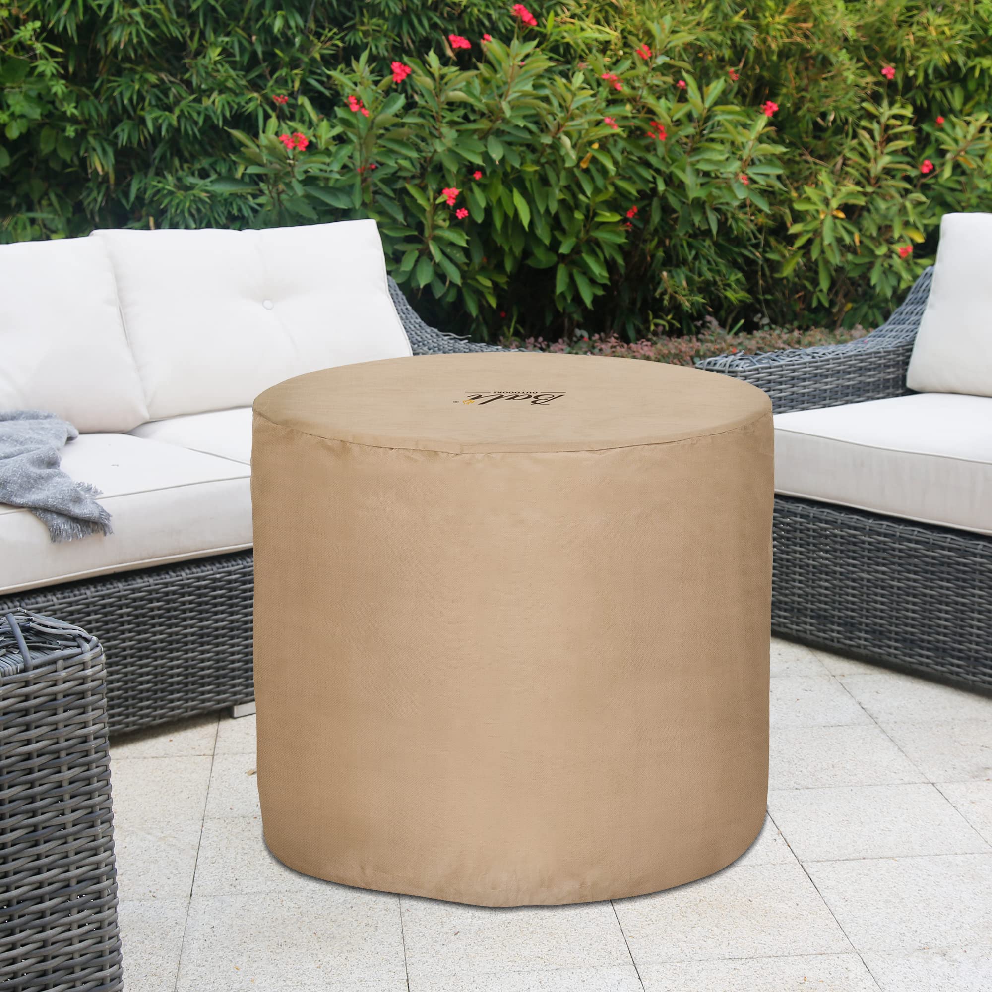 BALI OUTDOORS next to measuring tape showing fit for 30 inch fire pits