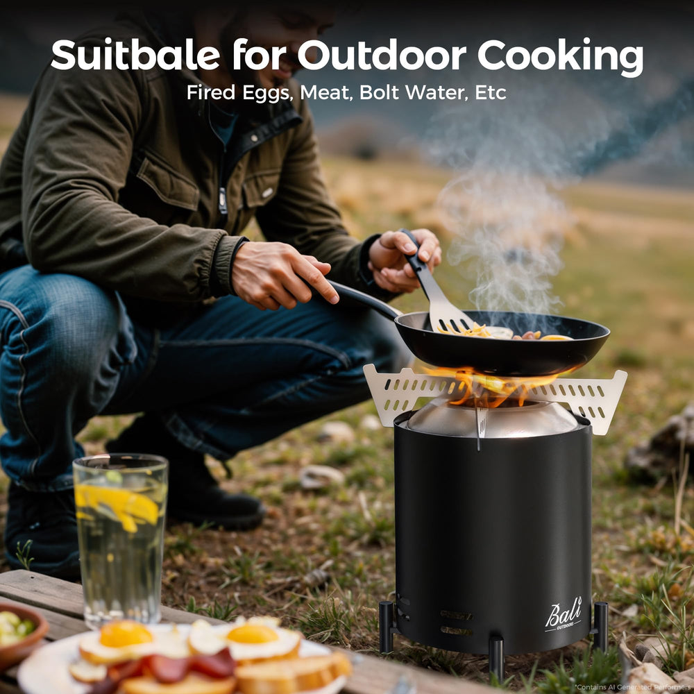 bali outdoors stove rack with small pot showing cooking capability and stable support