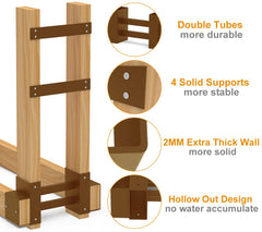 BALIE SPACE brackets with 2x4s and stacked logs demonstrating elevated airflow benefit