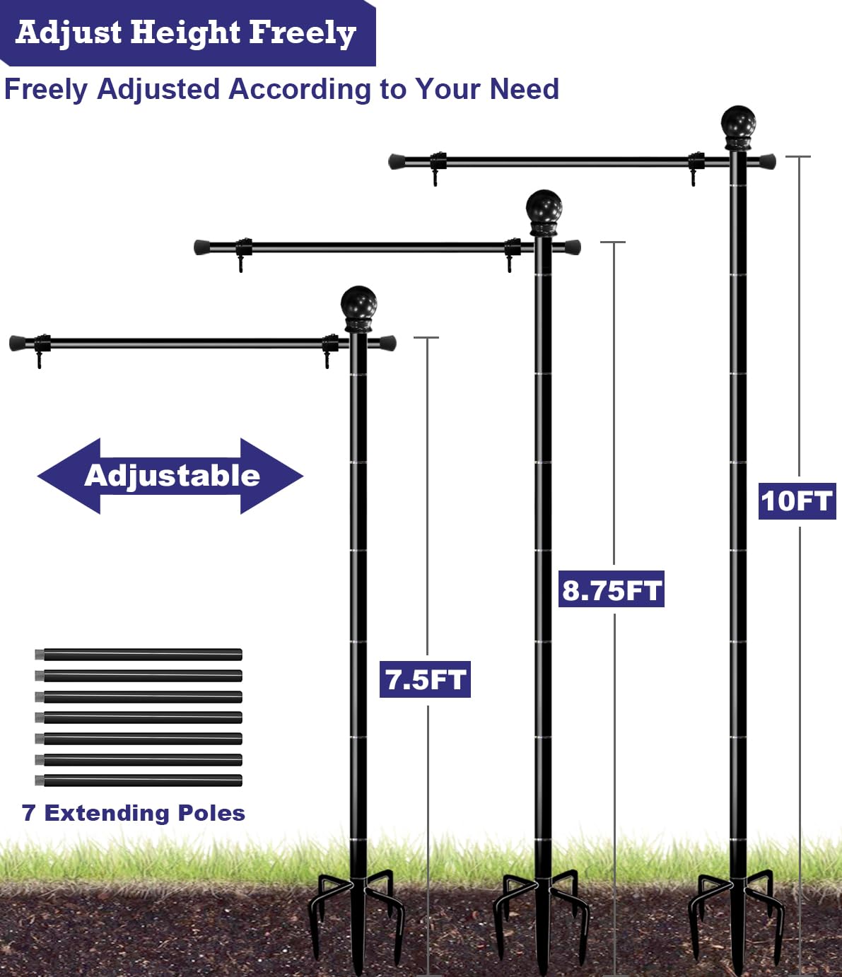 BALIE SPACE flagpole in yard with 3x5 flag for clear visibility