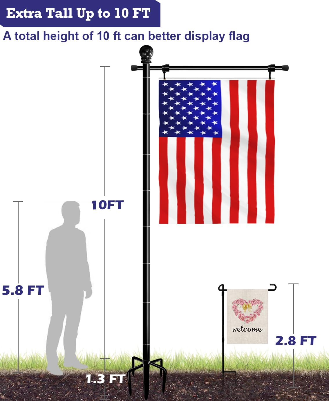 BALIE SPACE five-prong base inserted in lawn for strong anchoring