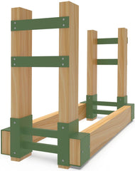 BALIE SPACE front view of green brackets showing fit and stability benefit