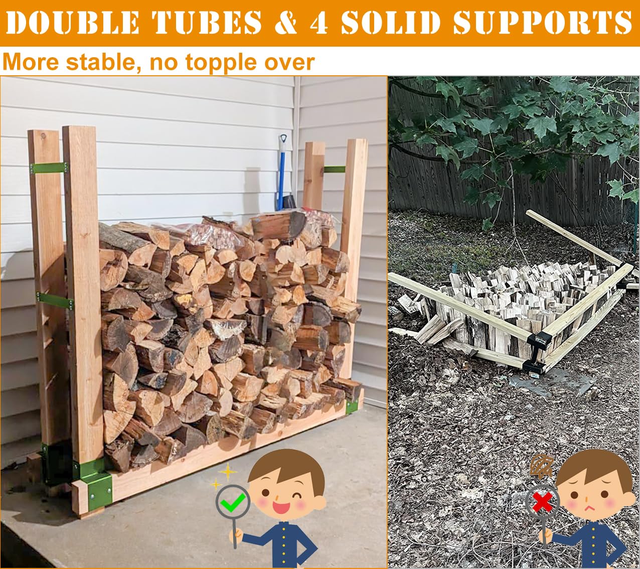 BALIE SPACE rack near firepit illustrating tidy, ready‑to‑use wood storage