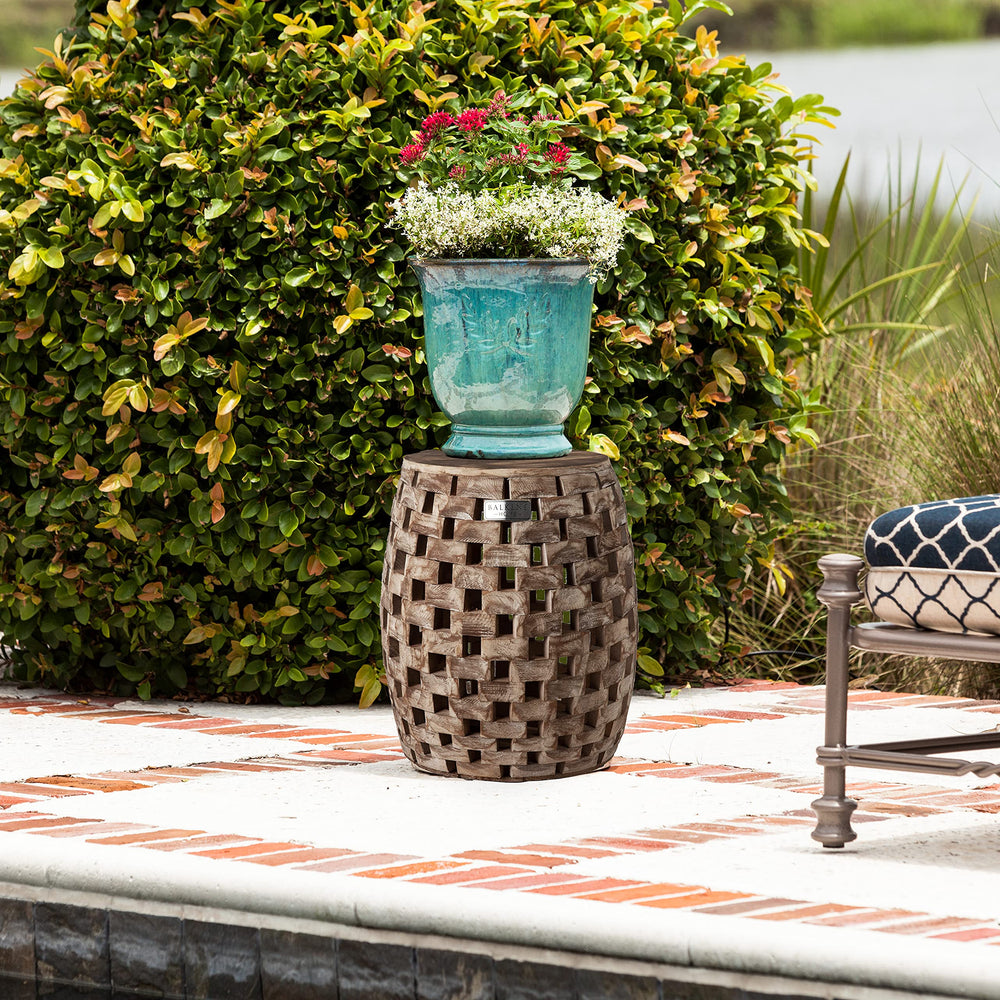 Balkene Home Maya oval holding a large planter to add garden height
