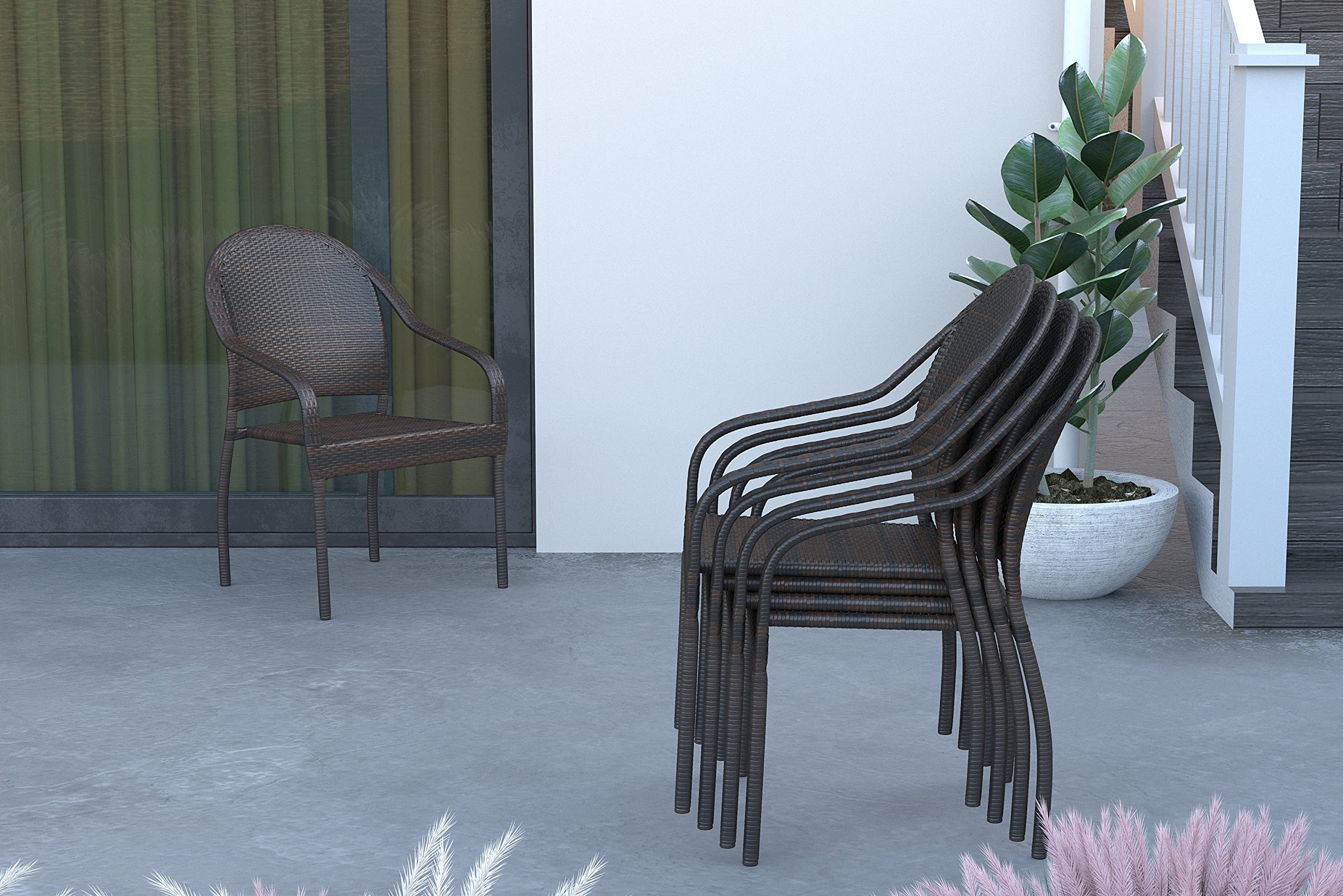 Balkene Home stacked chairs illustrating compact storage and space-saving benefit