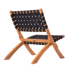 Balkene Home close-up of black woven webbing seat showing breathable quick-dry support