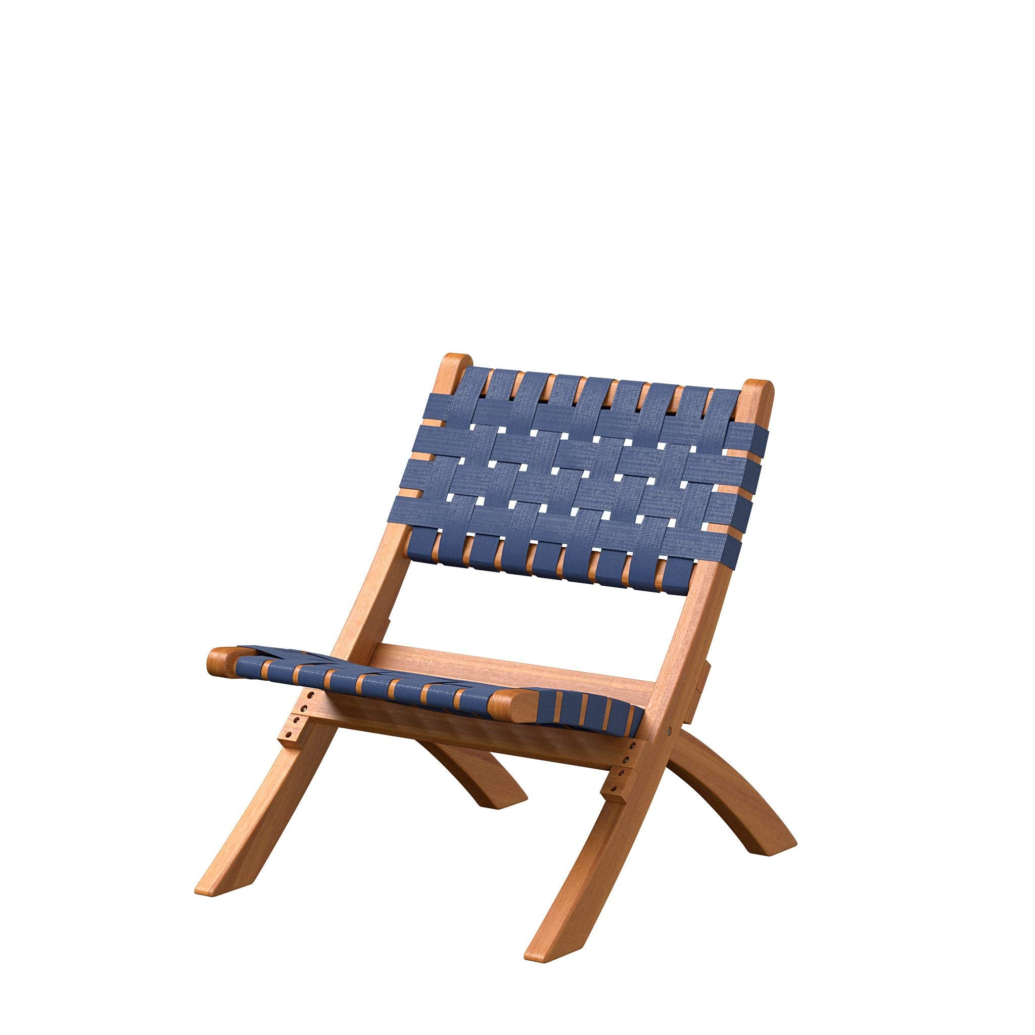 Balkene Home Sava front view showing navy woven seat and acacia frame for stylish seating