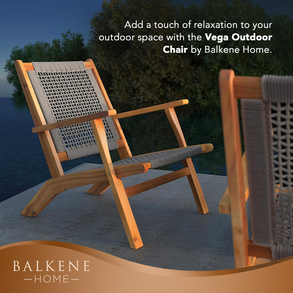 Balkene Home Vega chair in patio setting showing stylish, comfortable outdoor seating