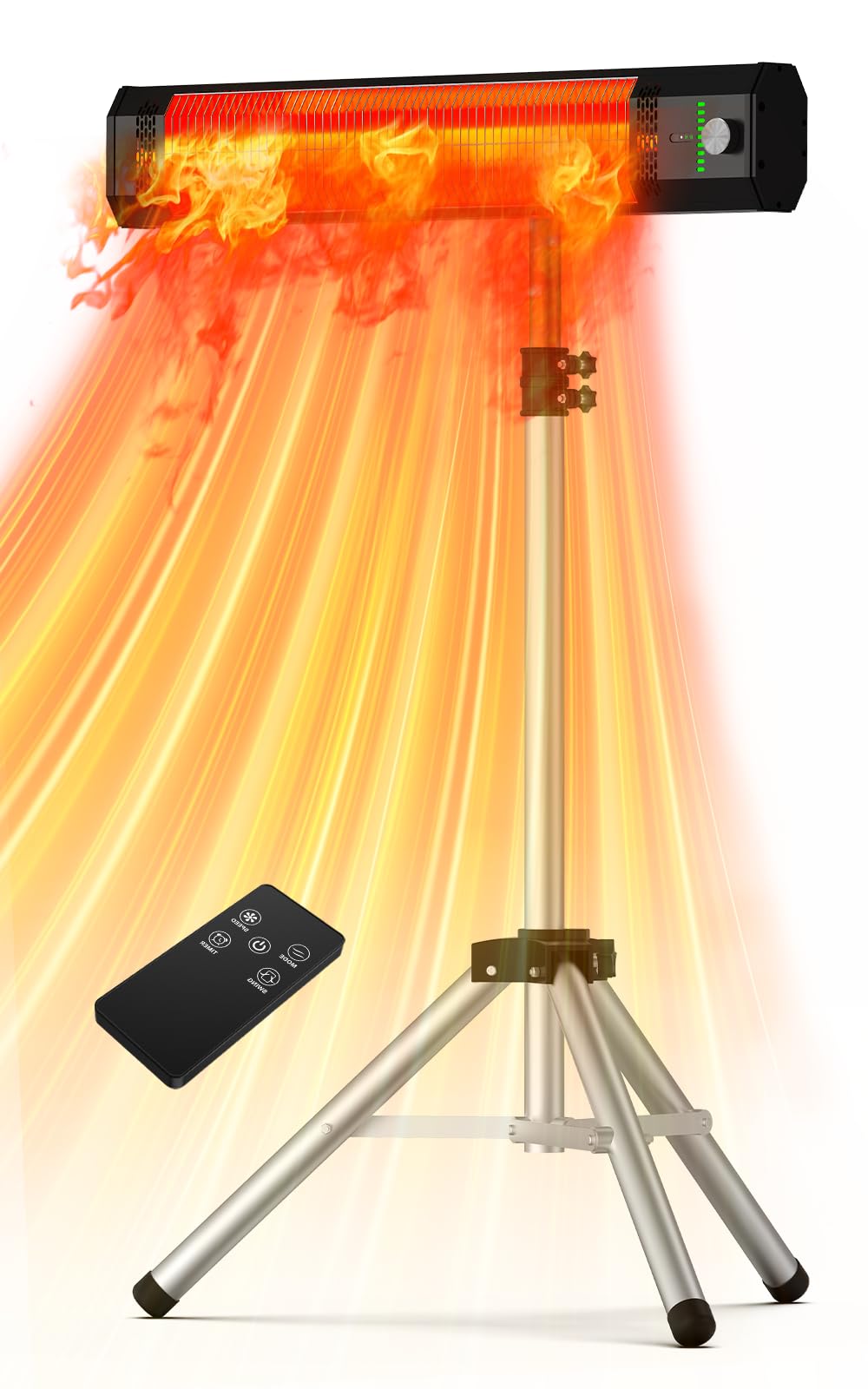 BALKO front view of heater showing sleek head and base, delivers fast radiant warmth