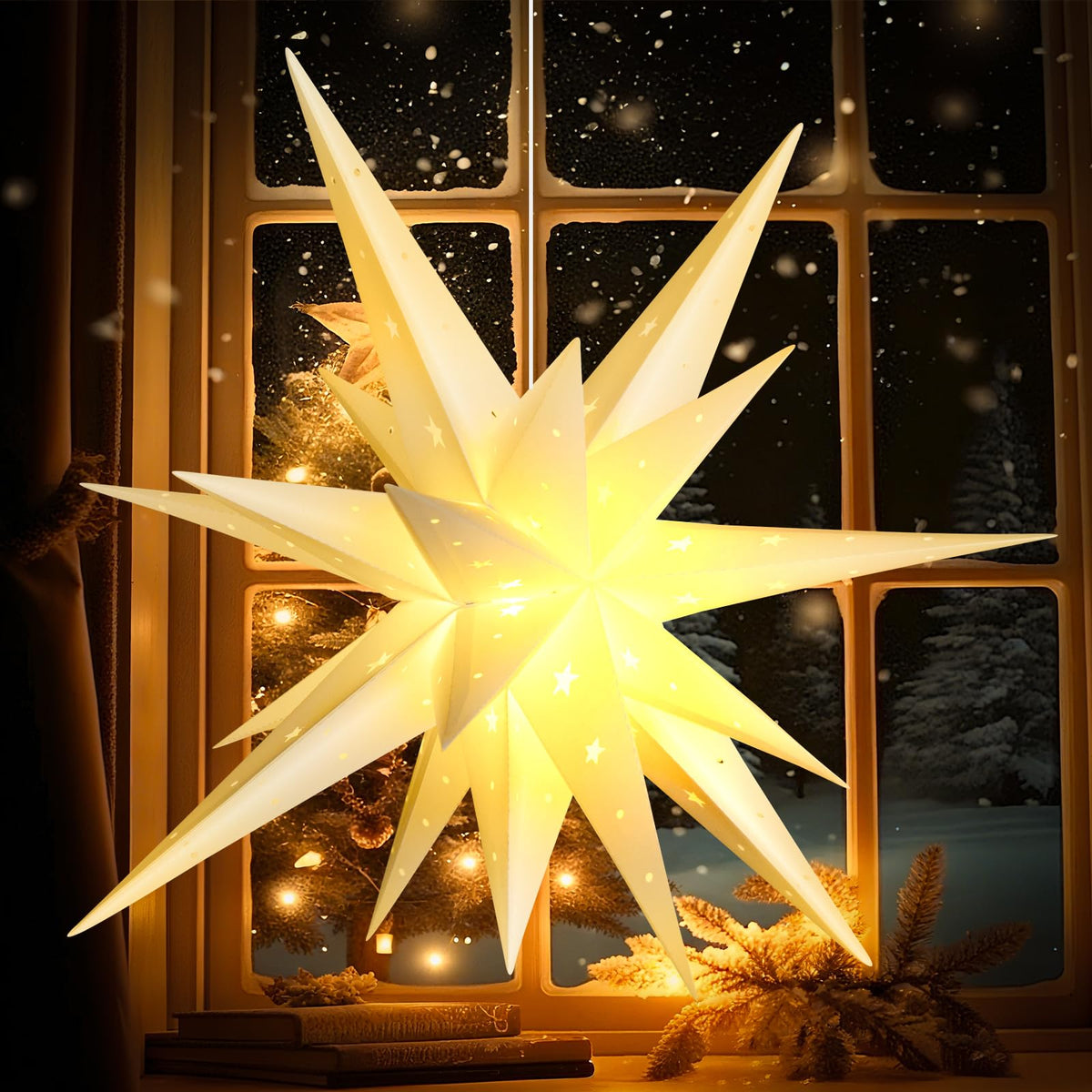 Balun Admhail front packaging showing large white Moravian star and elegant box benefit gift-ready presentation