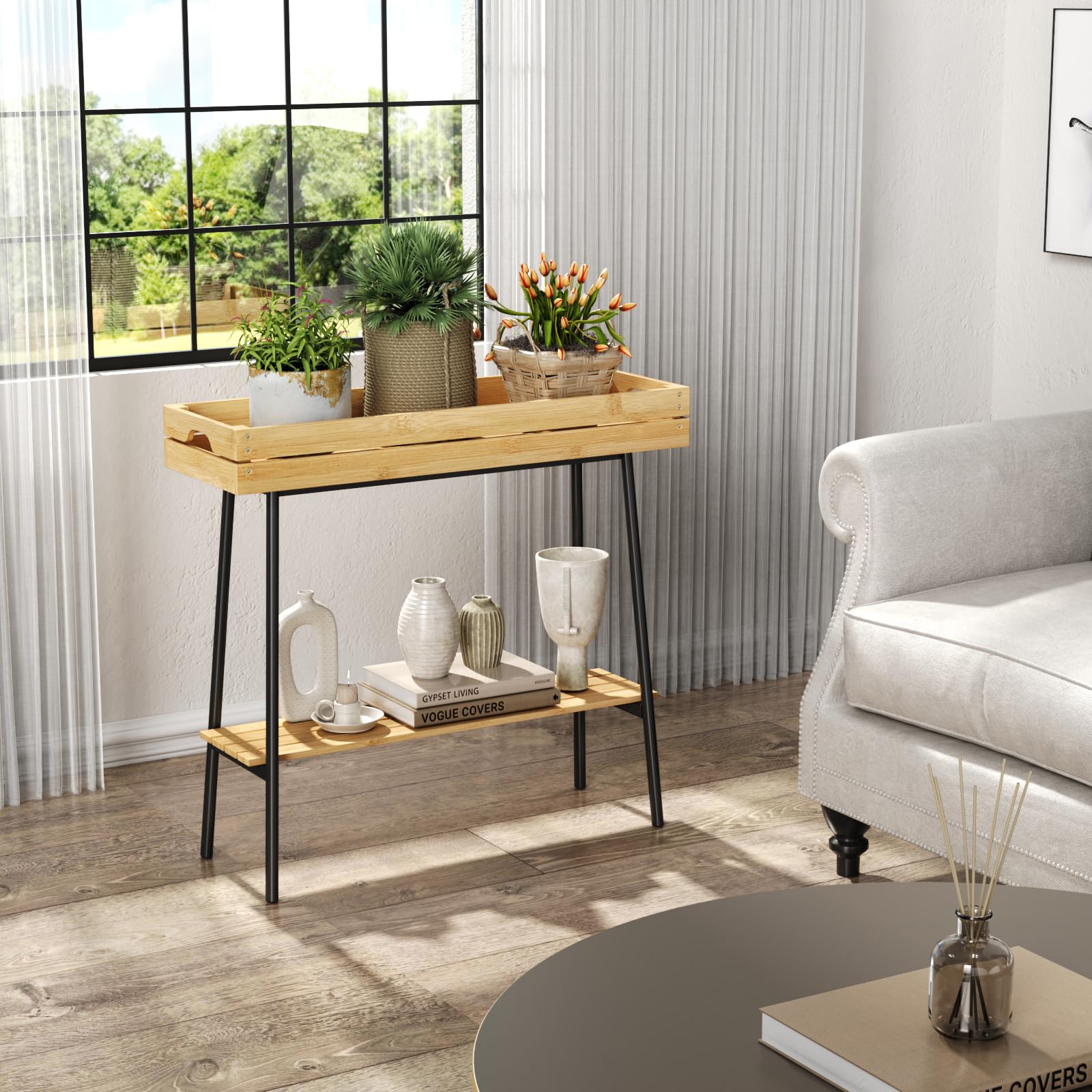 BAMBANG plant stand in windowsill demonstrating improved light access