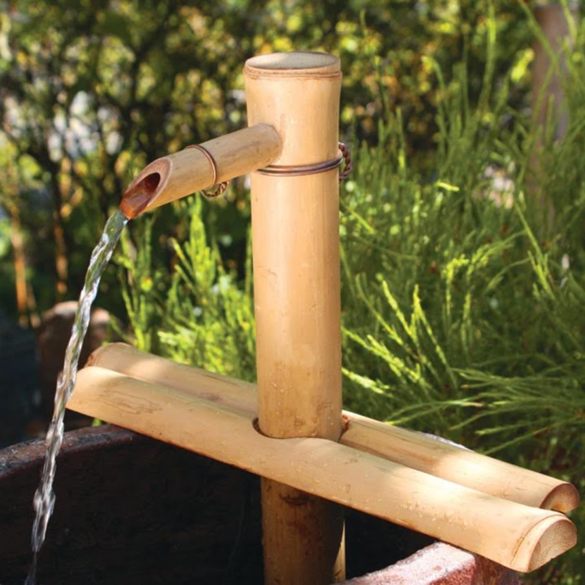 Bamboo Accents front view of 12-inch bamboo spout shows classic waterfall benefit