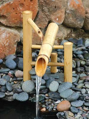 Bamboo Accents front view rocking fountain showing form and calming motion benefit
