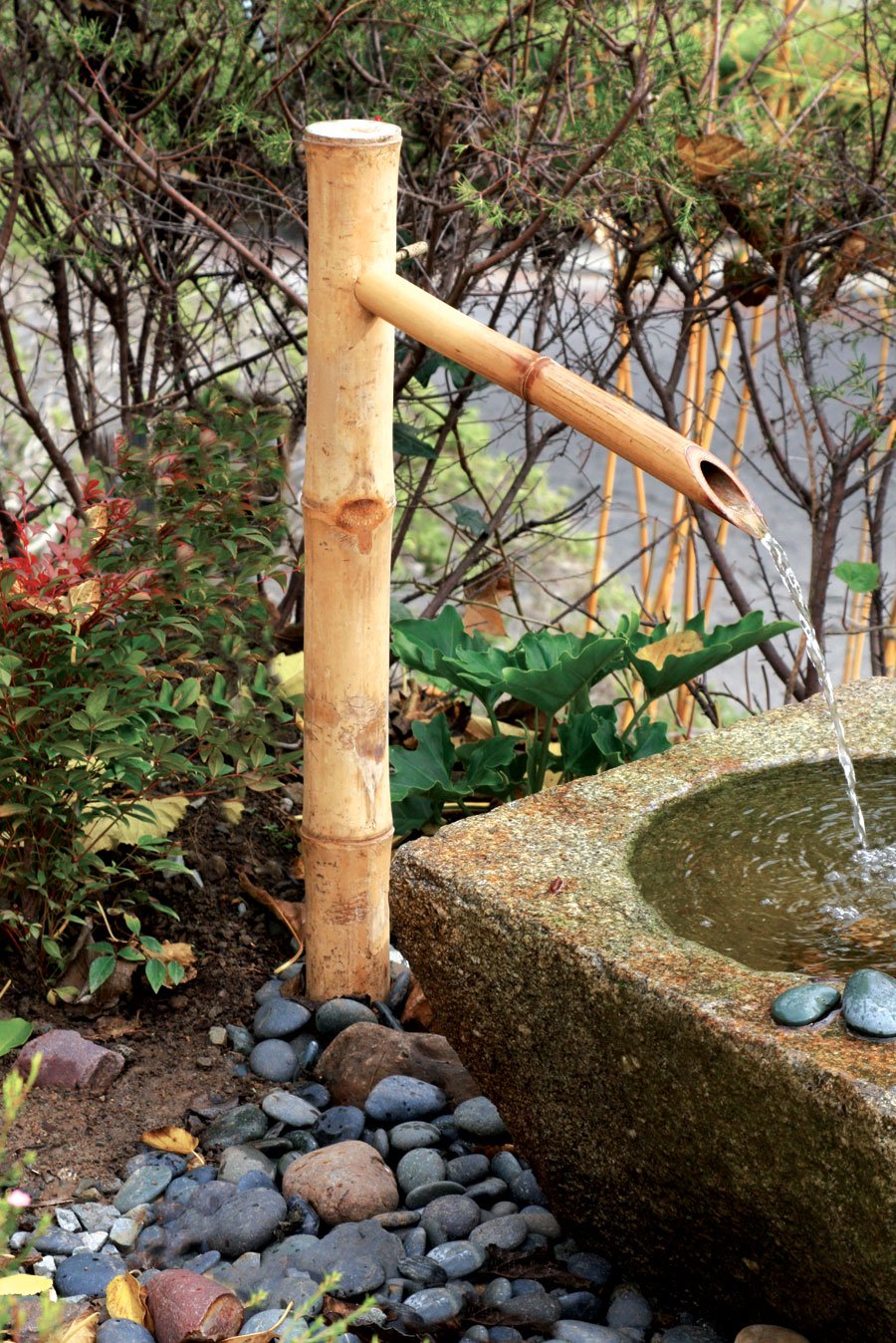 Bamboo Accents beside buried reservoir illustrating scale and hidden basin benefit