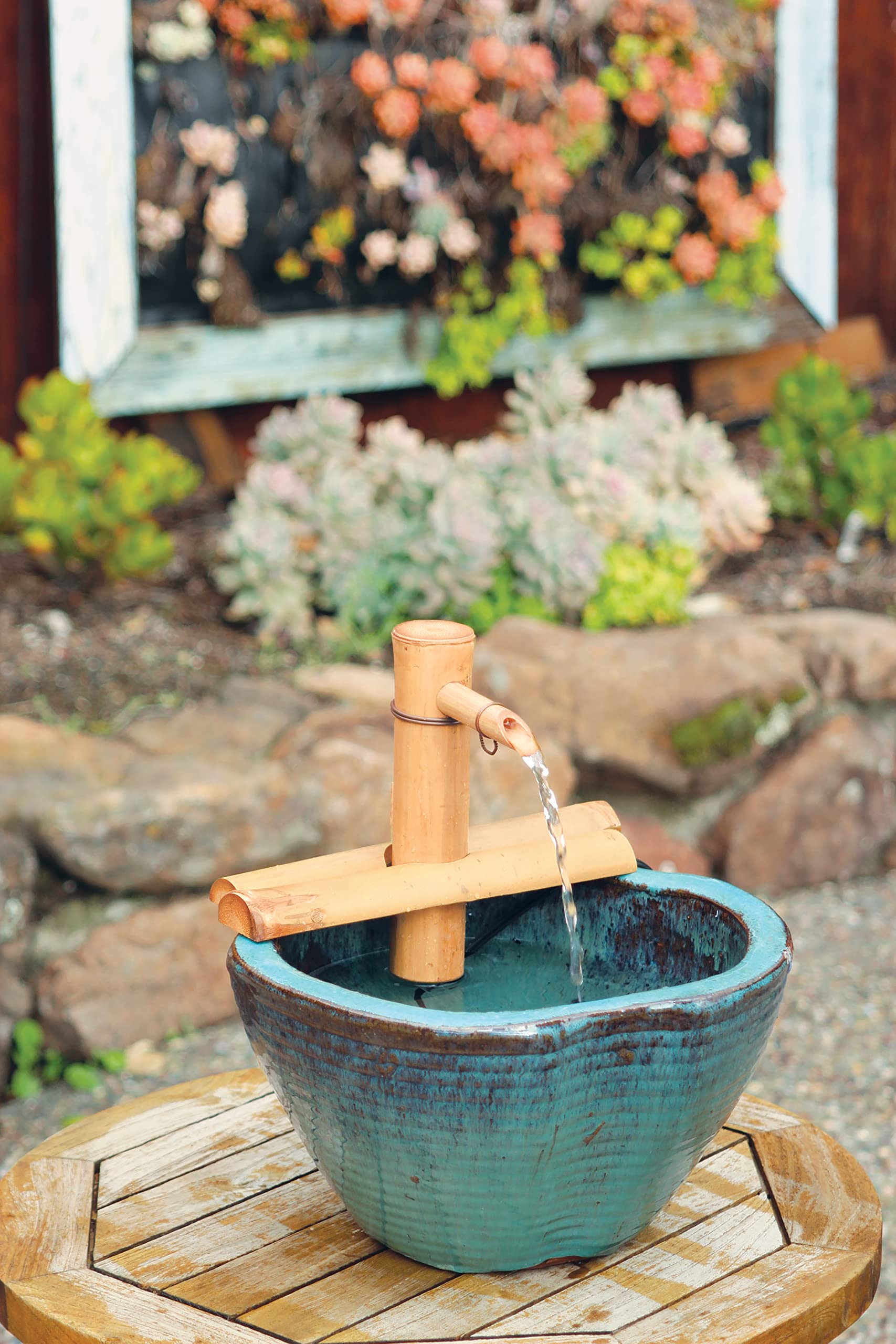 Bamboo Accents waterfall detail capturing visible flow and calming sound benefit