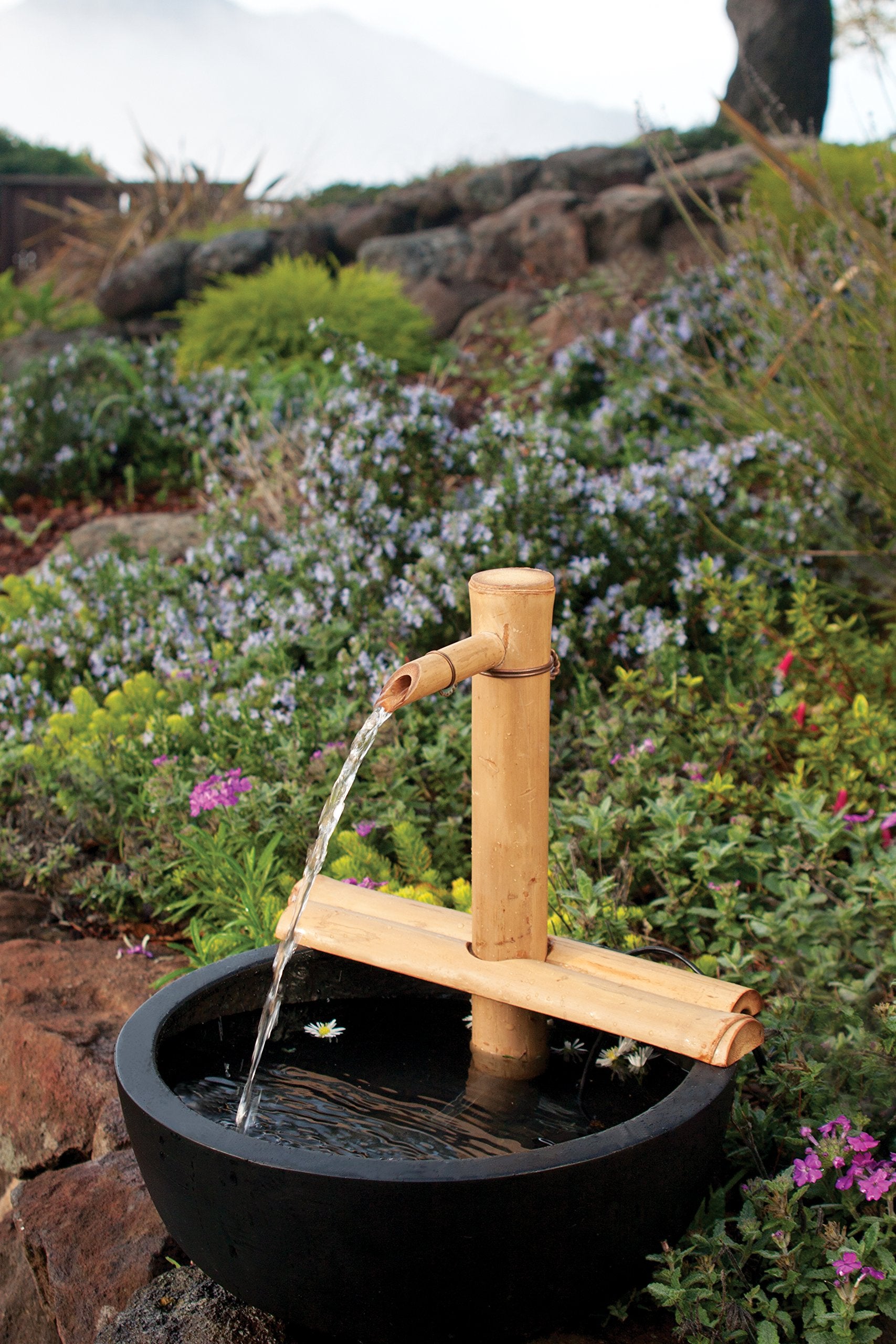Bamboo Accents falling water sheet demonstrating stronger water sound benefit