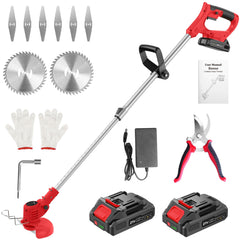 Bamse weed wacker front view showing compact cordless design and easy handling
