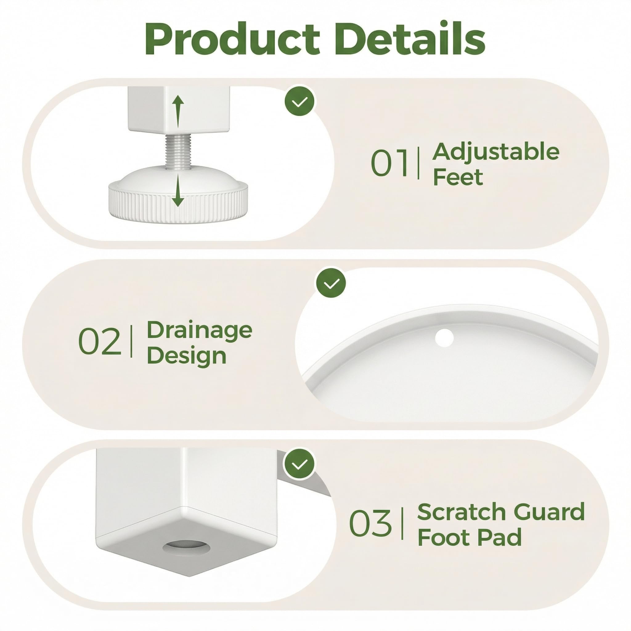 Bamworld adjustable foot detail ensuring level stability on uneven floors