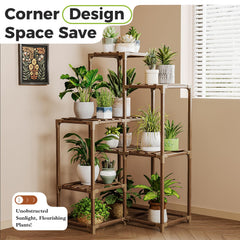 Bamworld plant stand placed in a living room corner maximizing floor space and display