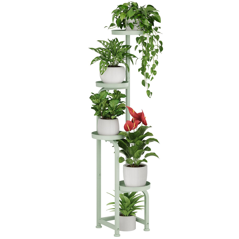 Bamworld corner plant stand front view showing compact tall display and space saving