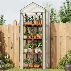 Bamworld front view assembled greenhouse showing full four-tier benefit