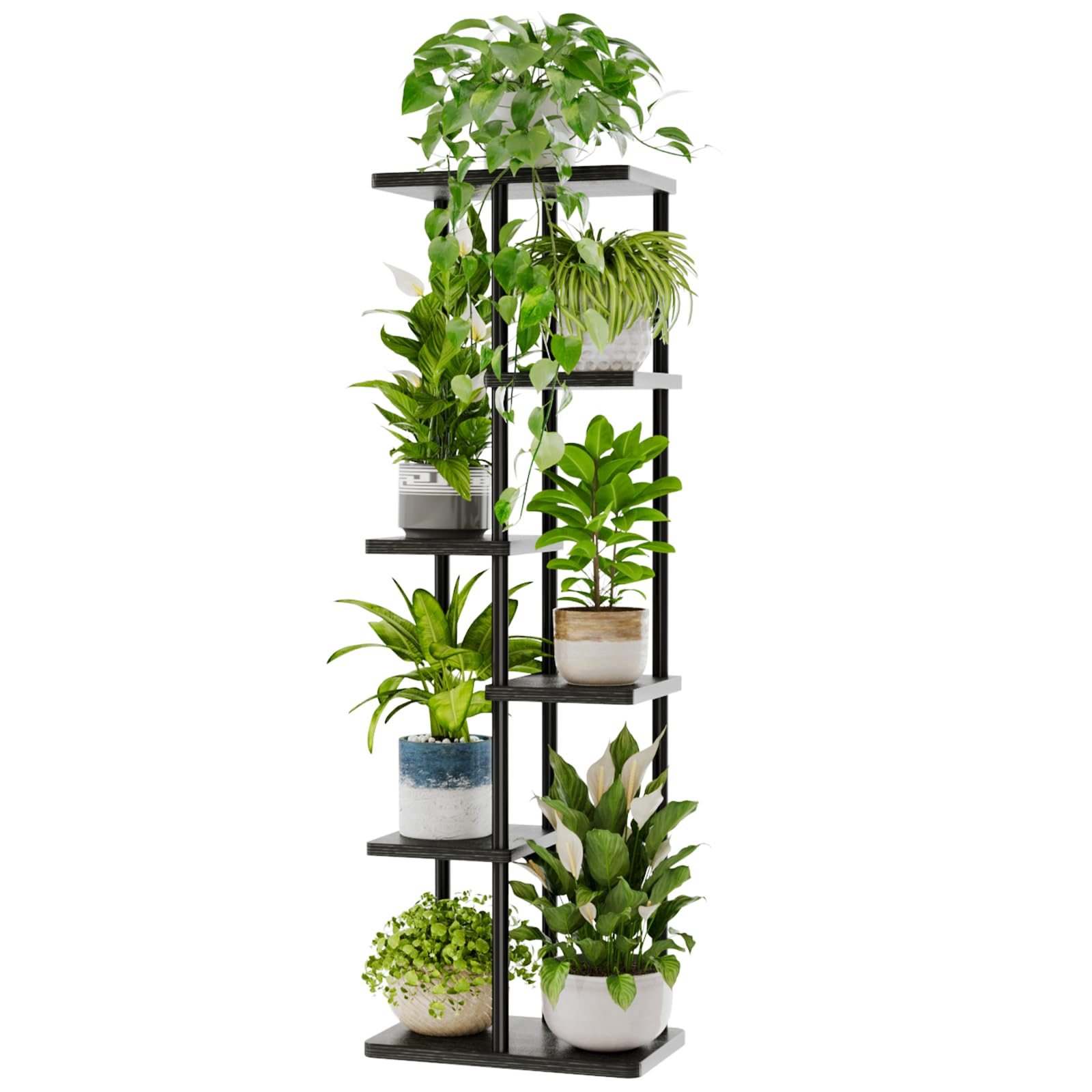 Bamworld front view full stand showing six tiers and corner fit benefit