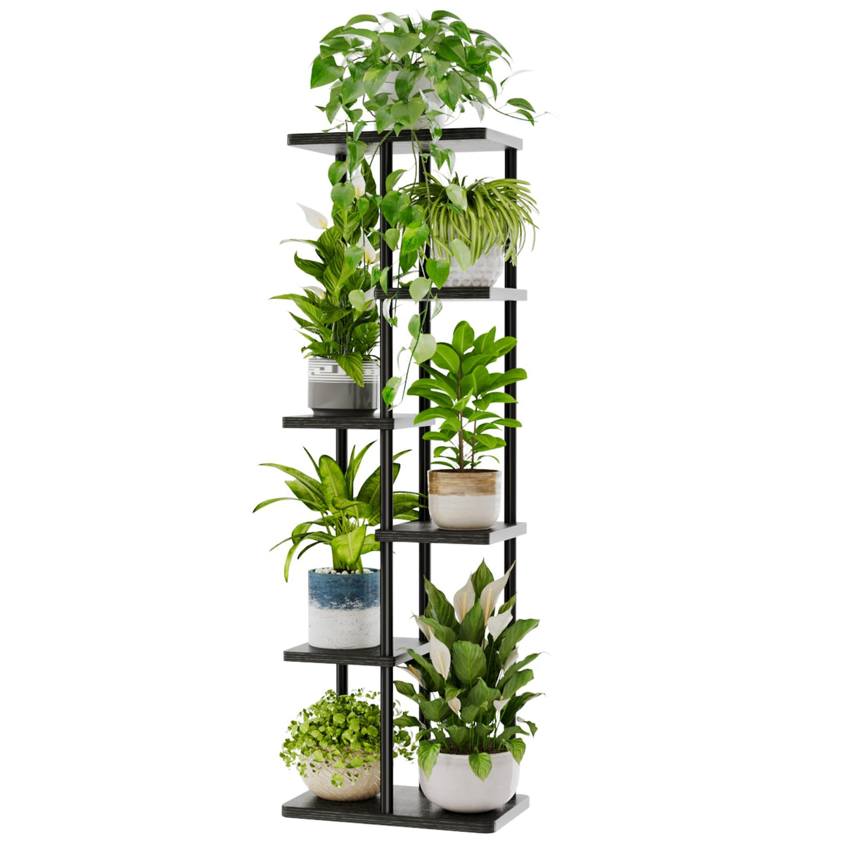 Bamworld front view full stand showing six tiers and corner fit benefit