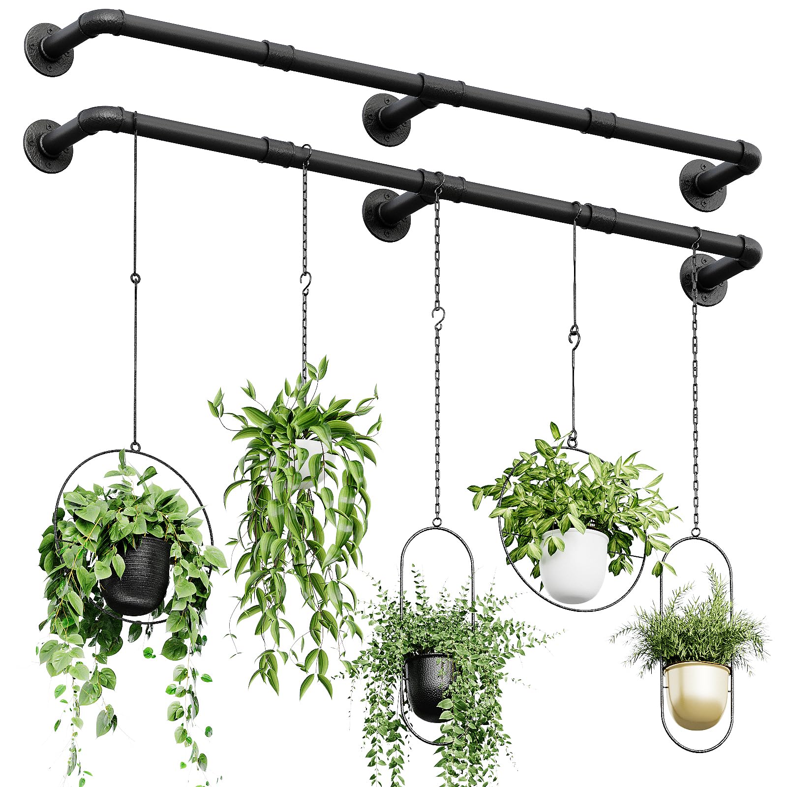 Bamworld front view mounted in window showing tidy hanging plants and space saving benefit