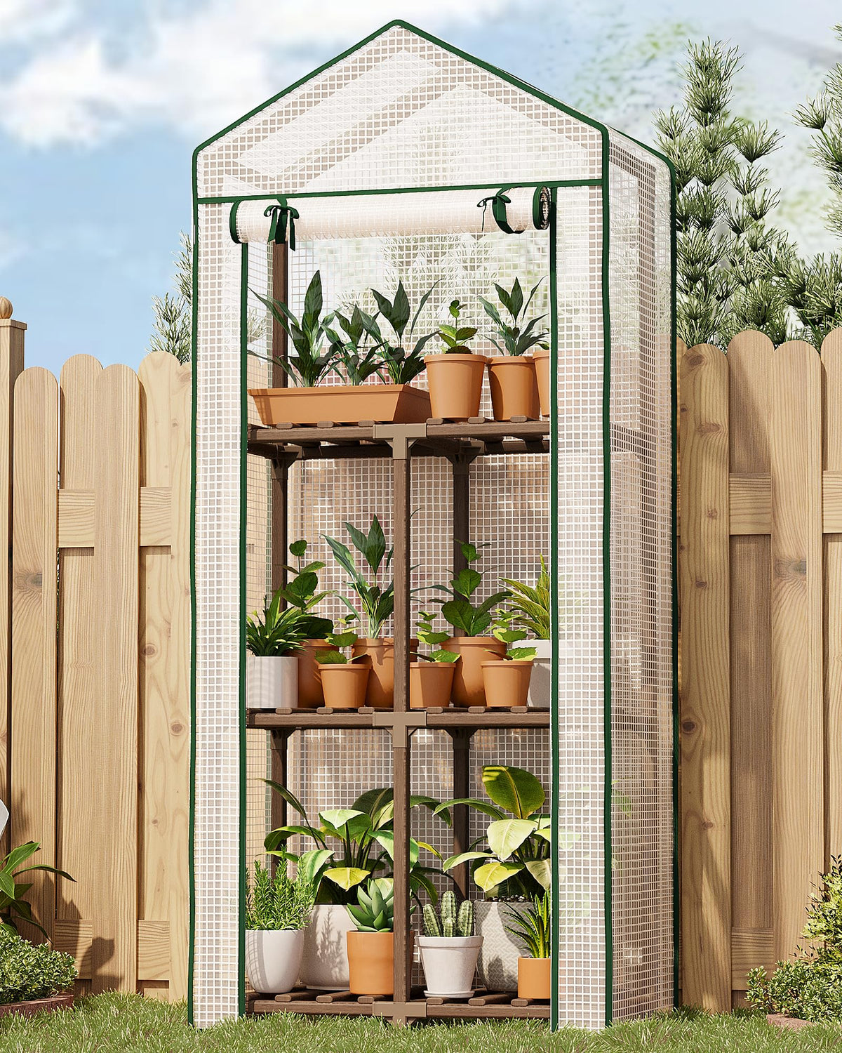 Bamworld front view plant stand showing compact vertical storage and neat organization