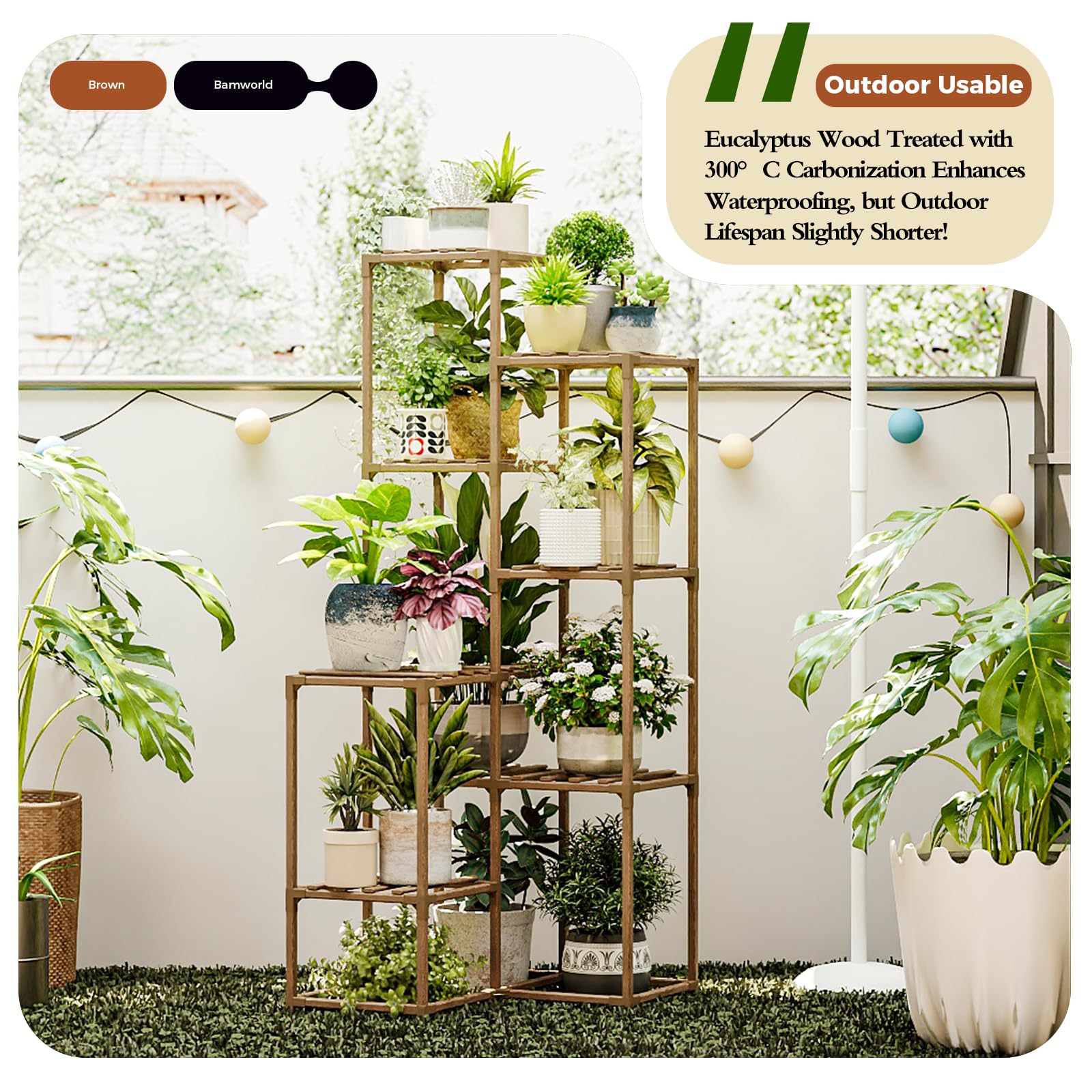Bamworld full height with plants illustrating vertical storage and space saving