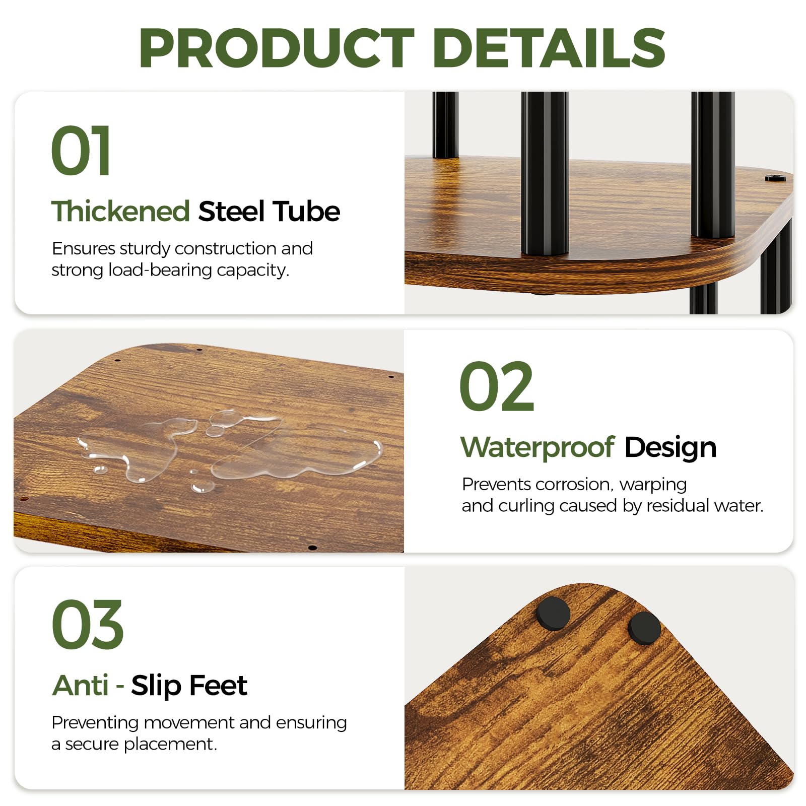 Bamworld label and anti-slip pads showing floor protection and secure placement benefit