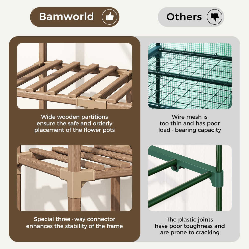 Bamworld label and joinery closeup emphasizing quality construction and durable joints