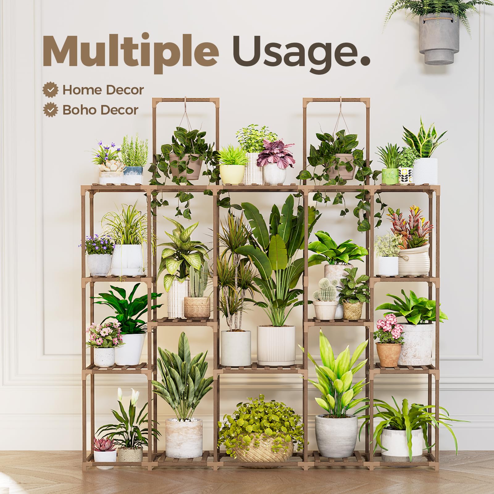 Bamworld lifestyle balcony setup with plants on shelf adding greenery and style