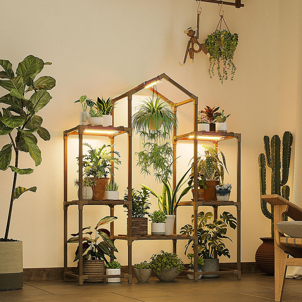 Bamworld shelf styled in a living room showing decorative ambiance and plant care benefit