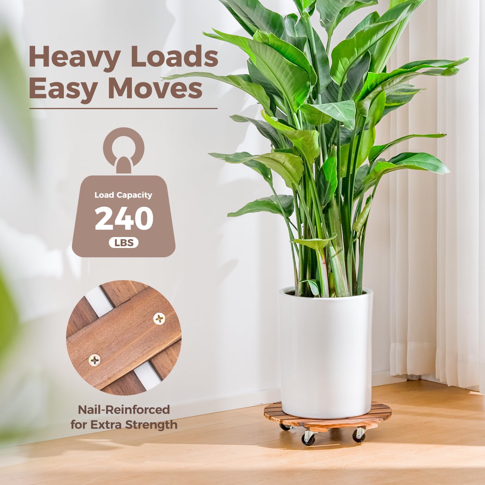 Bamworld outdoor patio set with plants illustrating weather-resistant mobility advantage