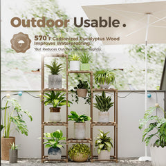 Bamworld plant stand styled in living room adding boho decor and greenery