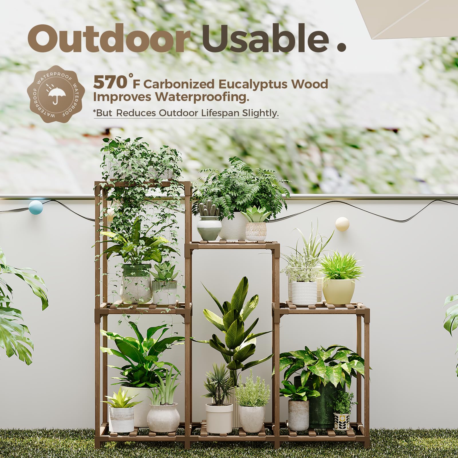 Bamworld plant stand staged on a balcony demonstrating organized display and better light access