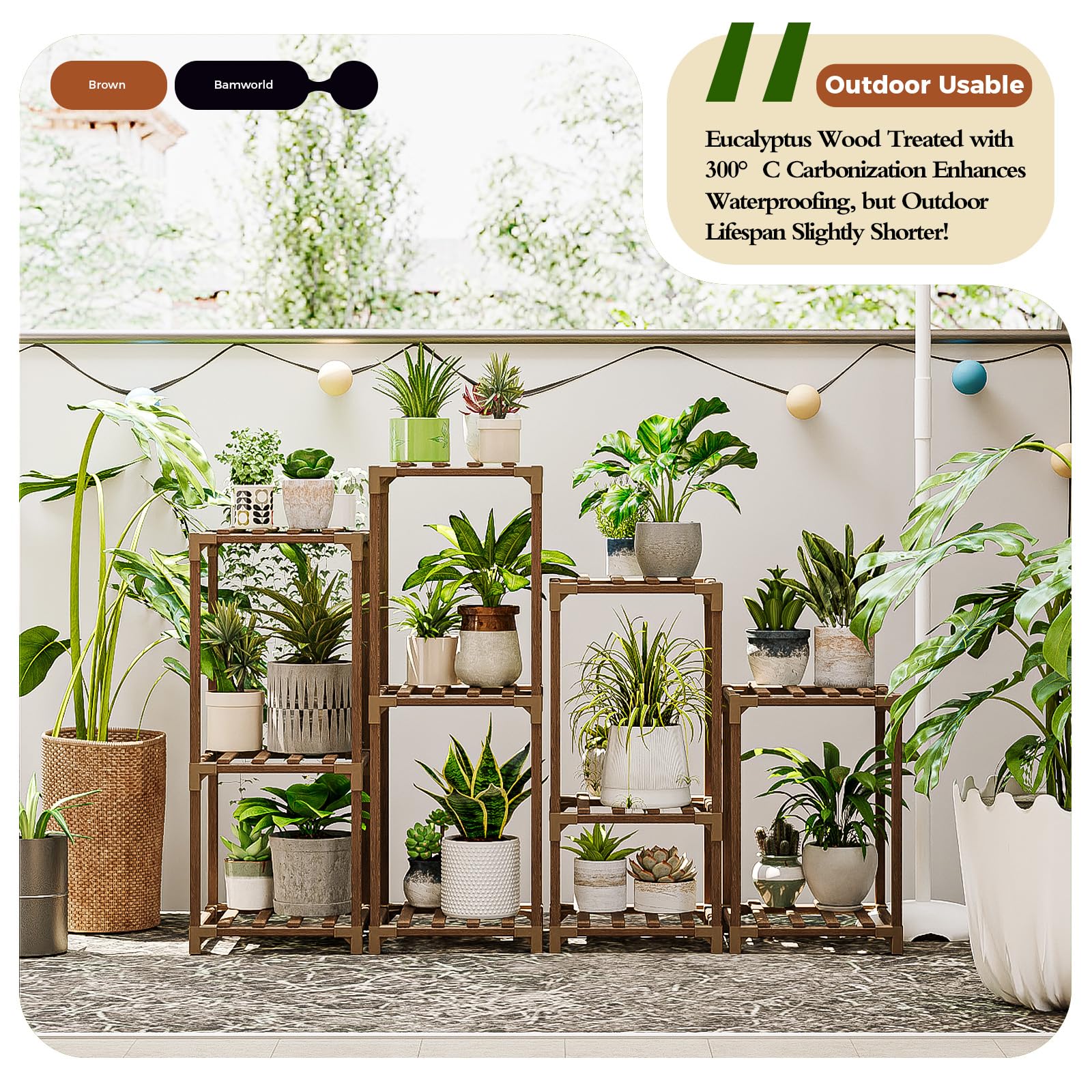 Bamworld plant stands in living room showcasing modular styling and greenery enhancement