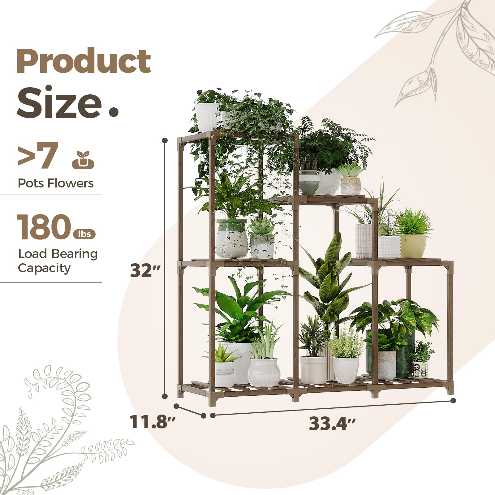 Bamworld low shelf view with larger pot showing balanced weight support and sturdy base