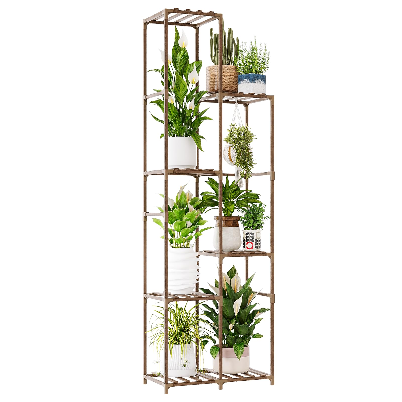 Bamworld plant stand next to standard pot showing size and capacity clarity