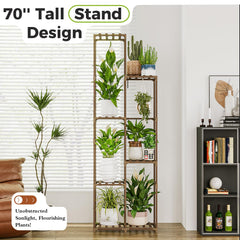 Bamworld plant stand side profile highlighting tall slim footprint benefit