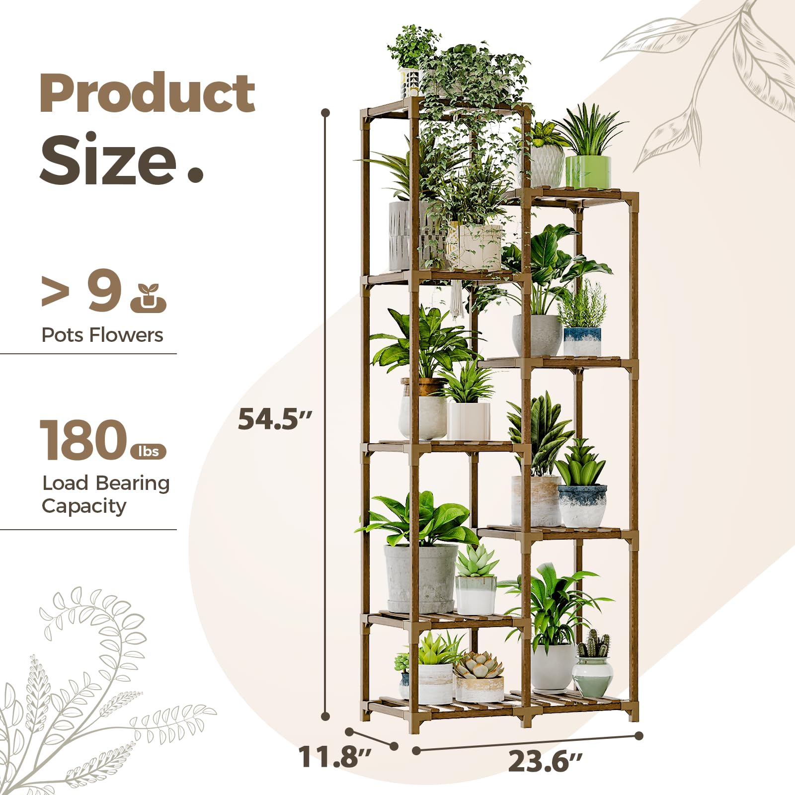 Bamworld plant stand staged with potted plants to inspire interior styling