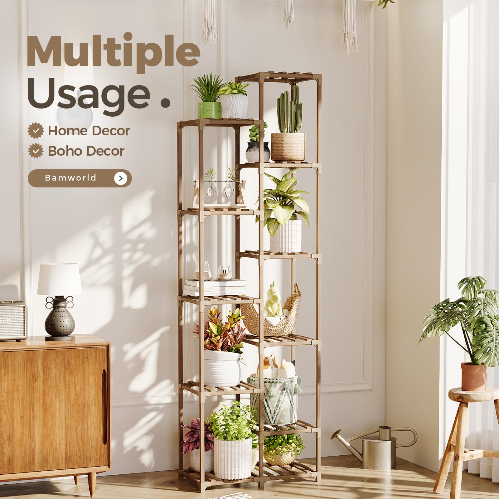 Bamworld filled with mixed potted plants showing layered display and visual impact