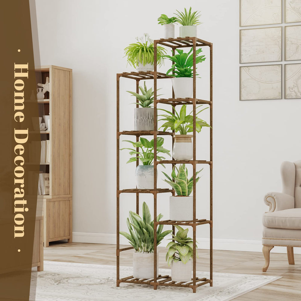 Bamworld plant stand next to person showing scale and footprint