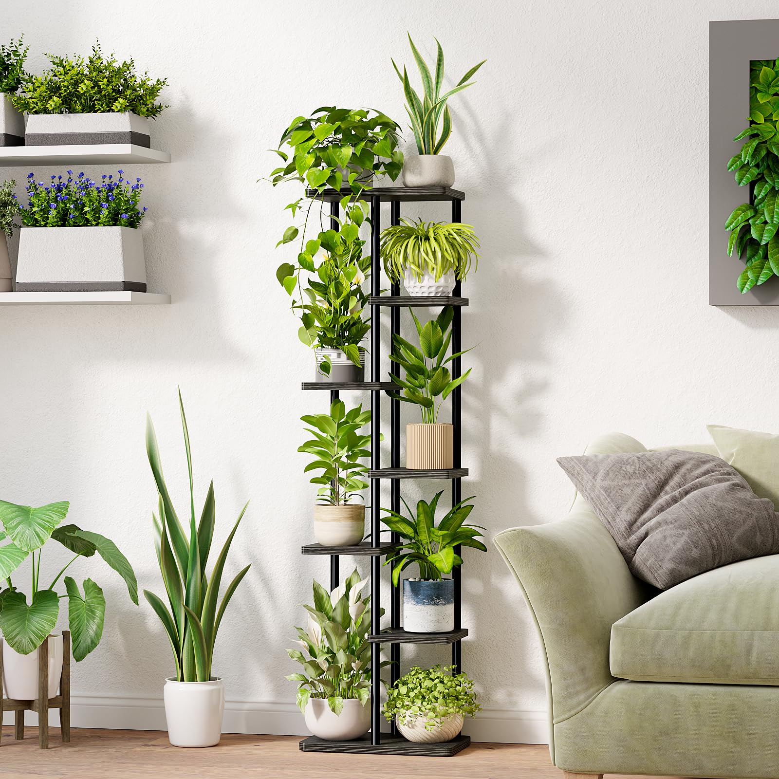 Bamworld side profile of seven tiers illustrating space-saving height benefit