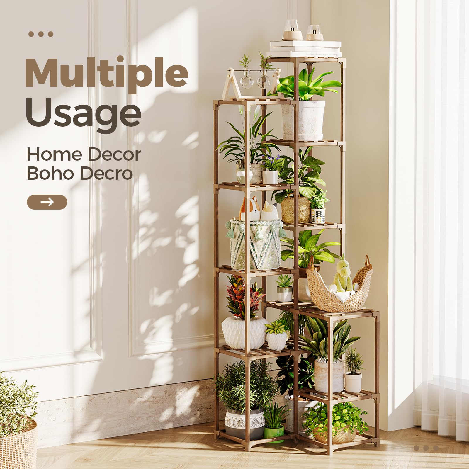 Bamworld side corner placement in living room showing vertical display benefit