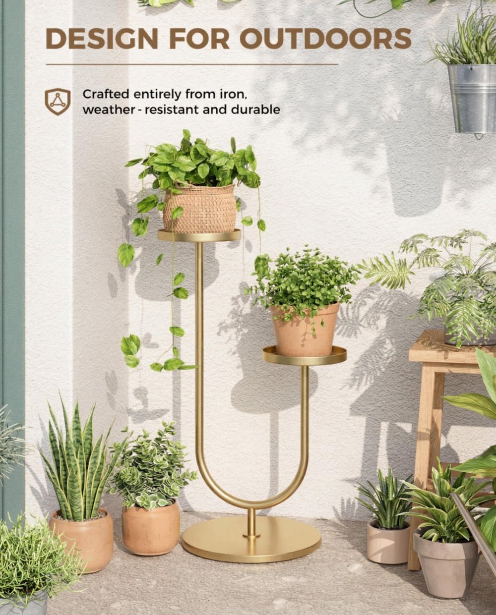 Bamworld stand next to common pot to show scale and how it fits small to medium containers