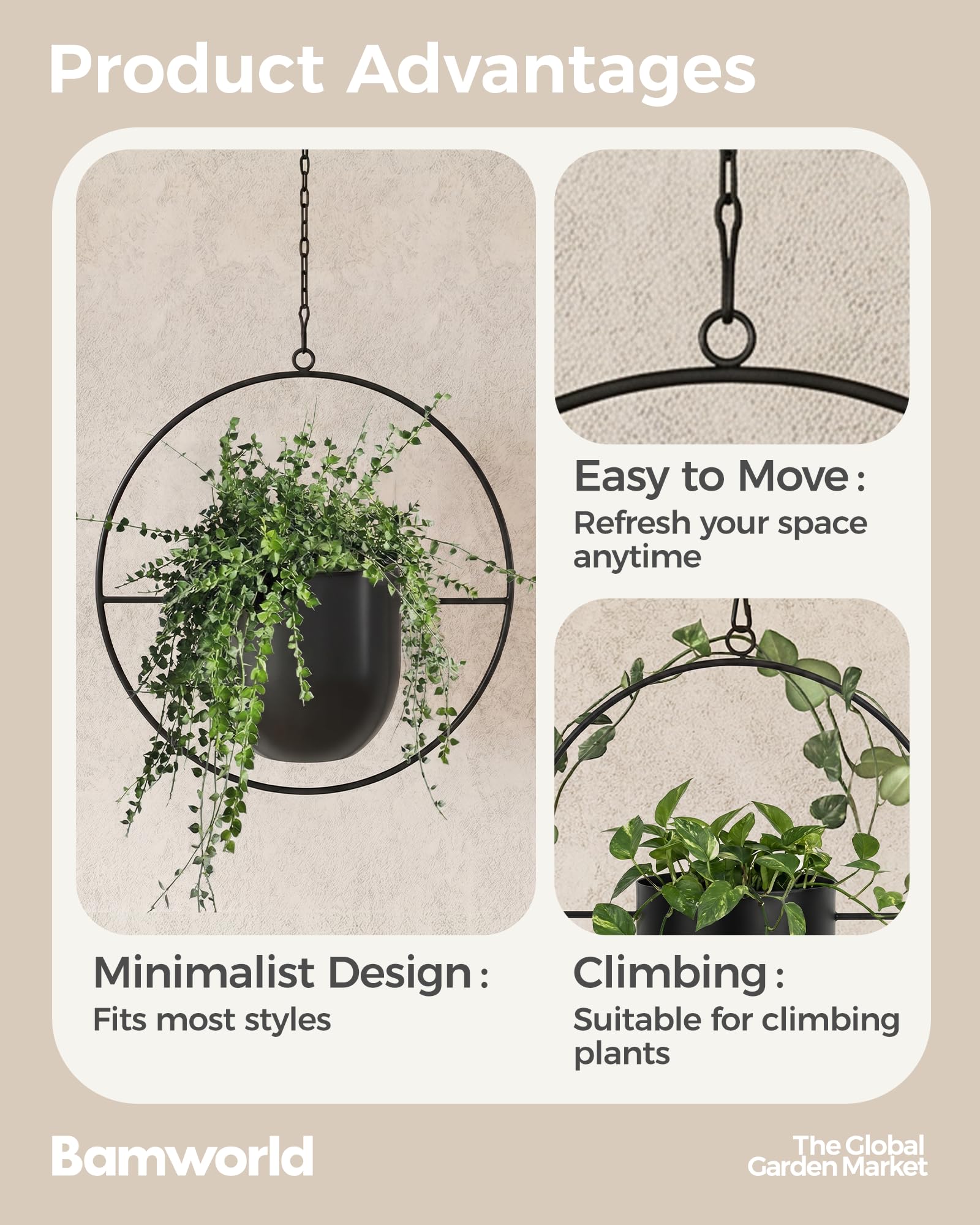 Bamworld beside a standard nursery pot showing scale and practical size benefit
