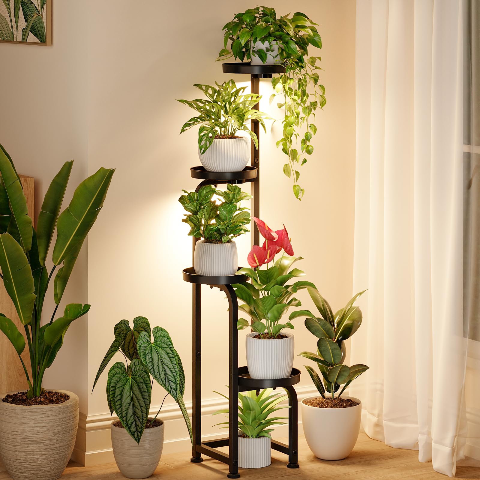 Bamworld soporte frontal de esquina mostrando organización y ahorro de espacio